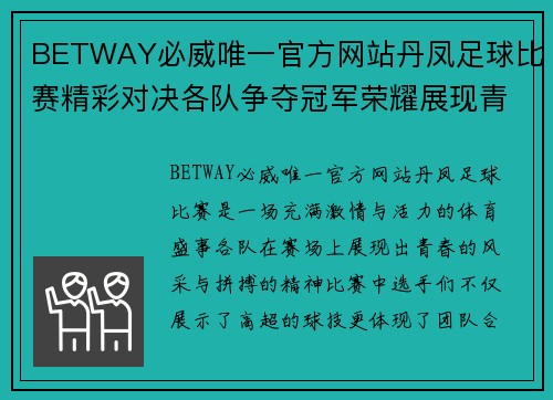 BETWAY必威唯一官方网站丹凤足球比赛精彩对决各队争夺冠军荣耀展现青春风采