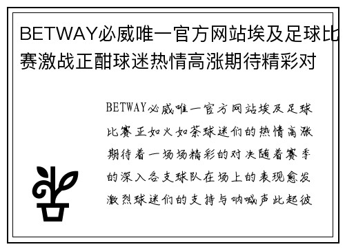 BETWAY必威唯一官方网站埃及足球比赛激战正酣球迷热情高涨期待精彩对决
